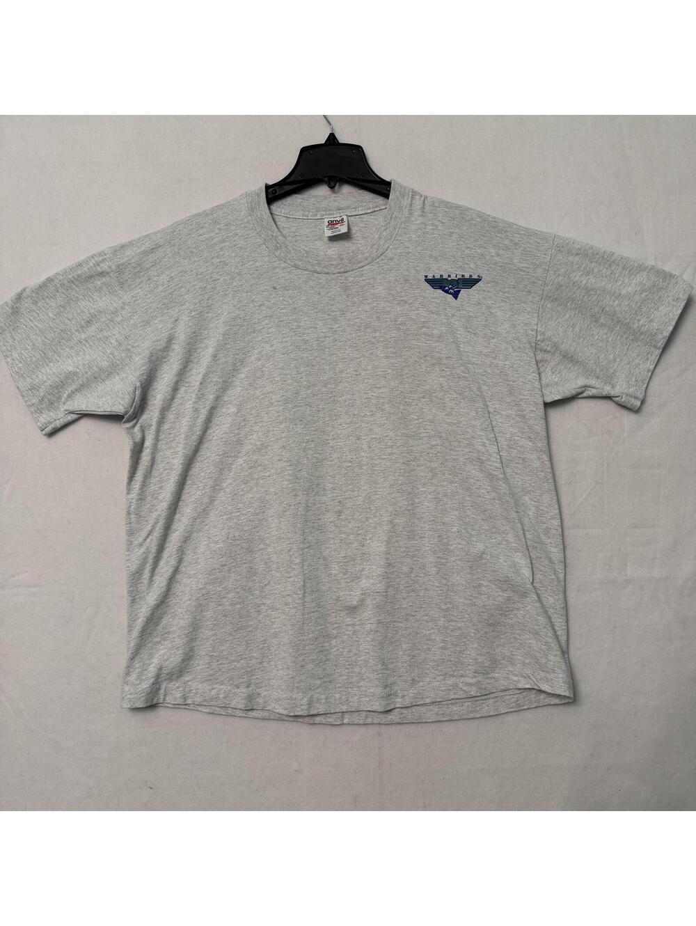 VINTAGE Warbirds P-40 Warhawk T-Shirt Size 2X Gray Single Stitch Anvil 1995 USA